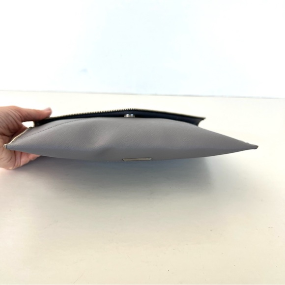 REBECCA MINKOFF Leo Gray Safiano Structure Leather Zipper Accent Envelope Clutch - Picture 13 of 16